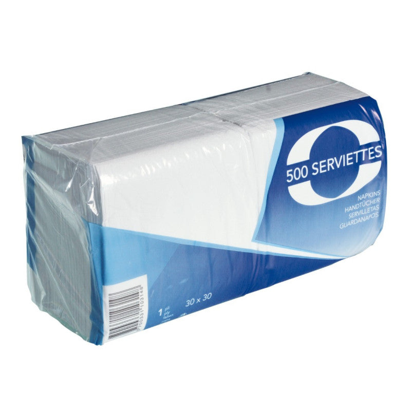 SERVIETTE BLANCHE 1 PLI 30X30 X 500